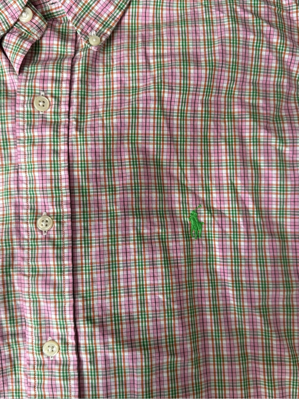 Ralph Lauren Pink & Green Plaid Button-Down Shirt short sleeve